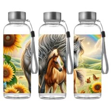 Butelka sportowa z Tritanu - Klacz ze źrebięciem i tęcza (500 ml)