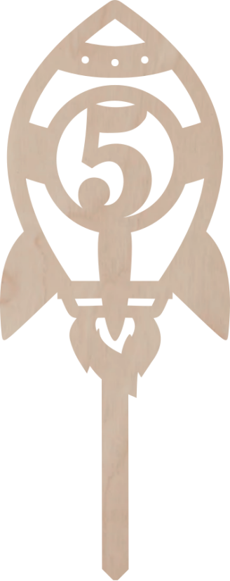 Drewniany topper – Rakieta z cyfrą - Liczebnik: 11