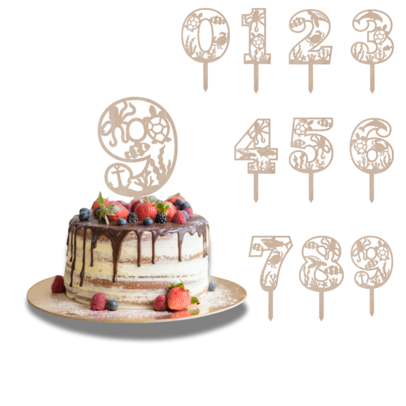 Tortový zápich Číslovka Morský svet - Cislovka: 6