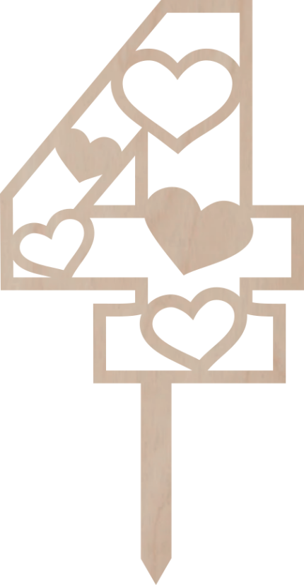 Dortový zápich Číslovka s ♥ (Srdce) - Číslovka: 8