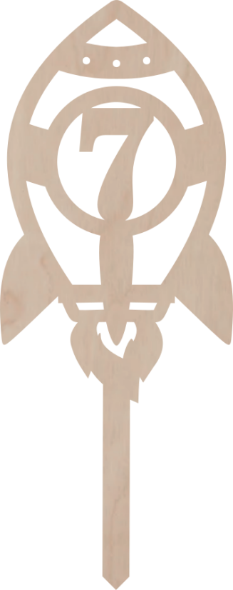 Drewniany topper – Rakieta z cyfrą - Liczebnik: 11