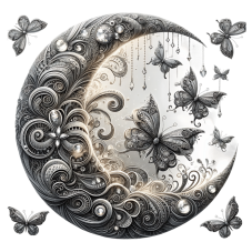 Wydruk jadalny – Filigranowy księżyc i perłowe motyle