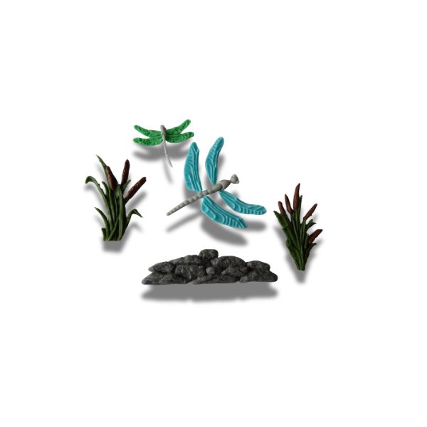 Forma silikonowa nad wodą (trawa, kamienie, ważki) - 130x93 mm