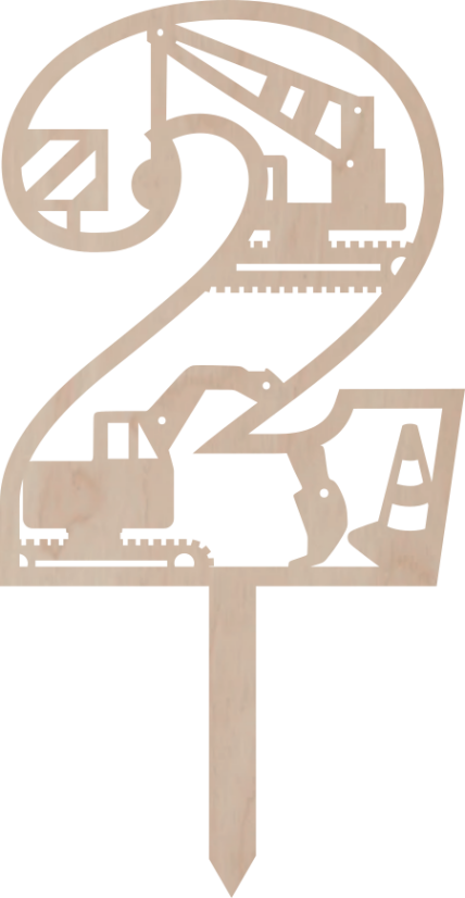 Dortový zápich Číslovka se stavebními stroji