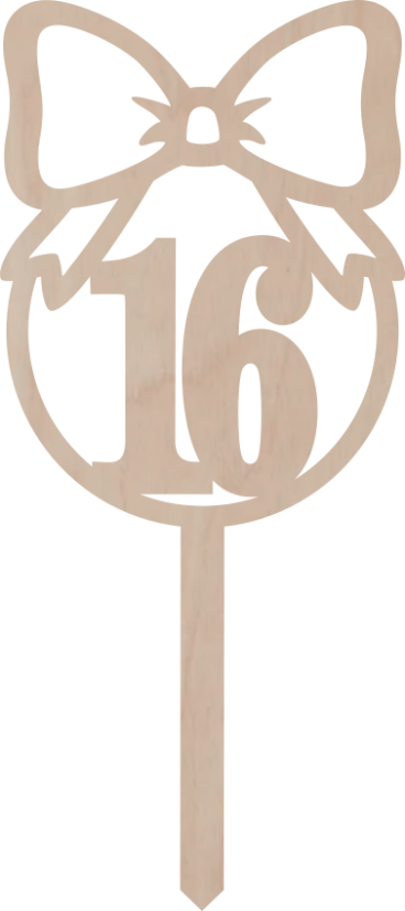 Drewniany topper – Cyfra w kole z kokardą - Liczebnik: 3