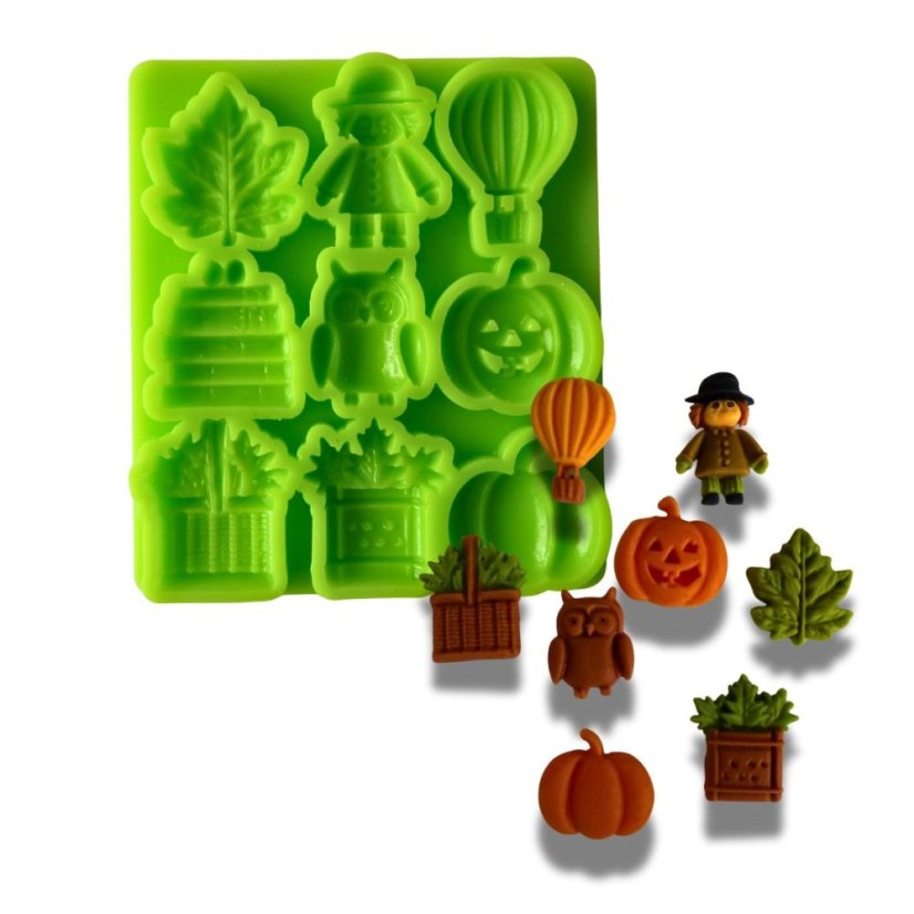 Forma silikonowa Jesień – dynia, sowa, liść i koszyk