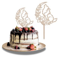 Topper na tort Wilk z kwiatami