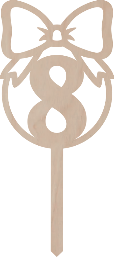 Drewniany topper – Cyfra w kole z kokardą - Liczebnik: 3