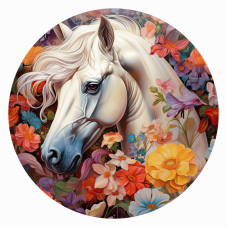 Wydruk jadalny – Szlachetny biały koń w kwieciu