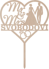 Topper na tort ślubny Mr & Mrs z nazwiskiem na zamówienie