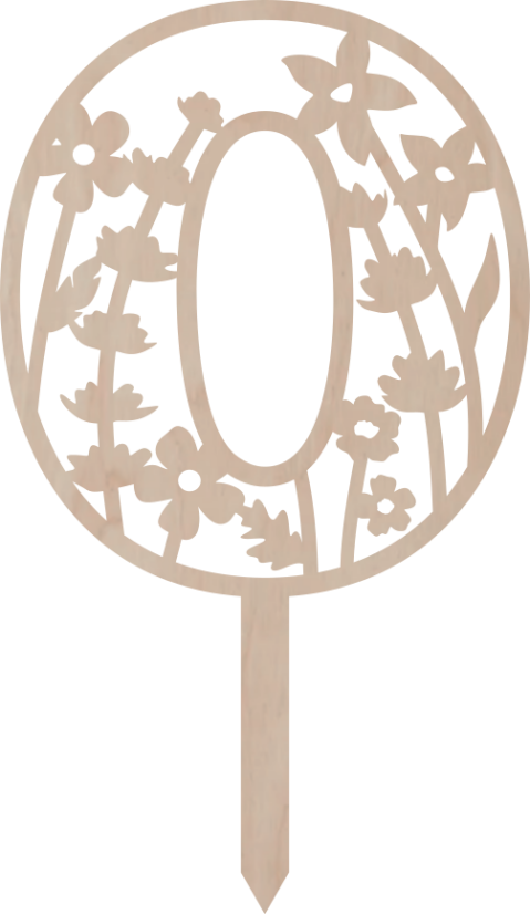 Dortový zápich Číslovka s květinovým vzorem