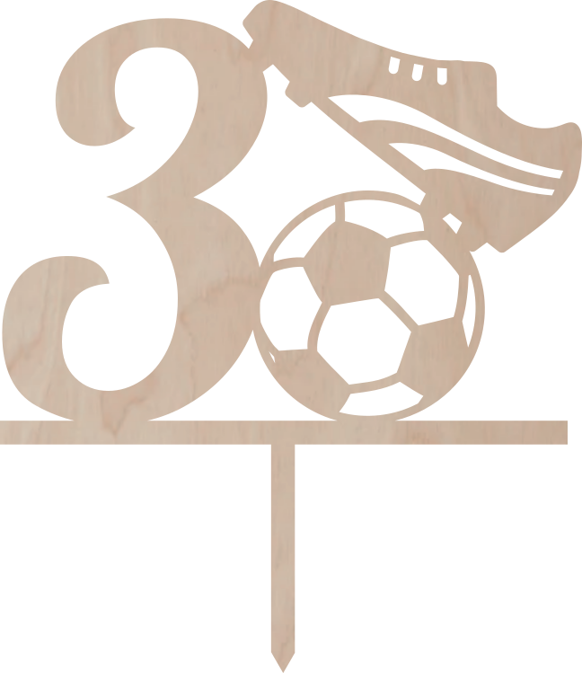 Tortový zápich Číslovka s futbalovou loptou a kopačkou