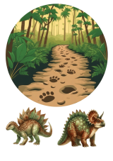 Jedlá tlač – Jurský chodník: Krajina s dinosaurami