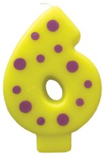 Sviečka na tortu – číslo 6 (9 cm)