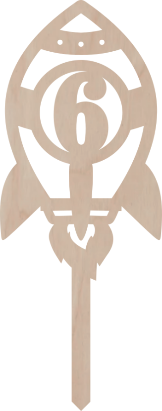 Drewniany topper – Rakieta z cyfrą - Liczebnik: 11