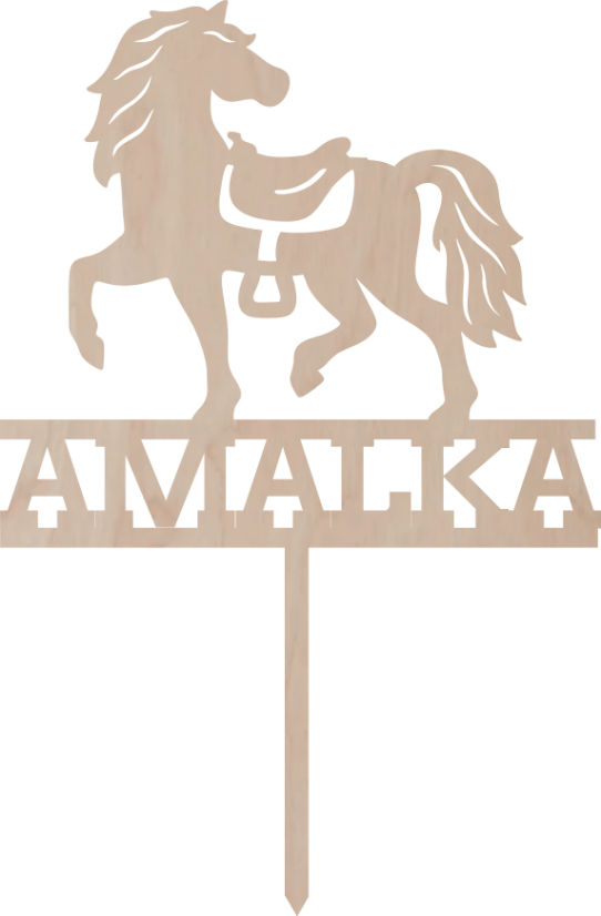 Drewniany topper na zamówienie – Koń z własnym imieniem