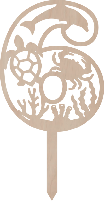 Tortový zápich Číslovka Morský svet - Cislovka: 6