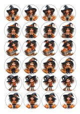 Jedlý tisk na cupcakes Halloween čarodějky 24 ks (ø 4,5 cm)