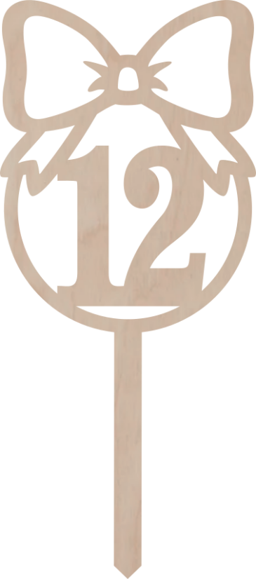 Drewniany topper – Cyfra w kole z kokardą - Liczebnik: 3