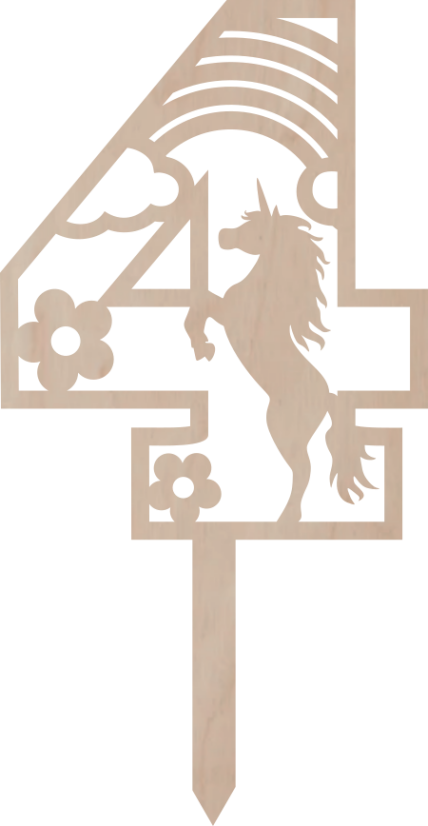 Dortový zápich Číslovka s Jednorožcem