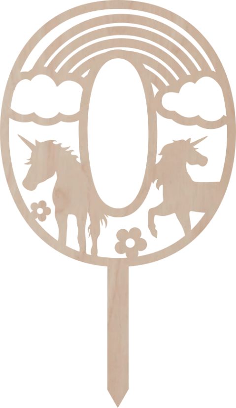 Dortový zápich Číslovka s Jednorožcem