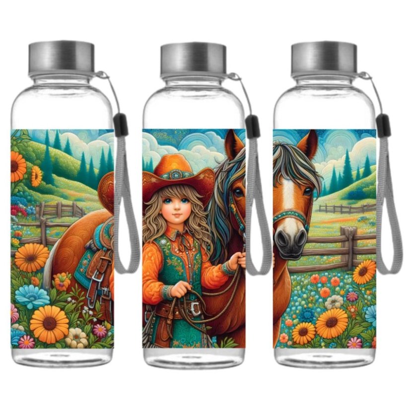 Butelka sportowa z Tritanu - Kowbojka i koń (500 ml)