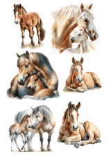 Jedlý tisk - Koně a hříbata