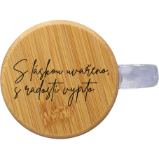 Szklany kubek z monogramem i bambusową pokrywką (300 ml)