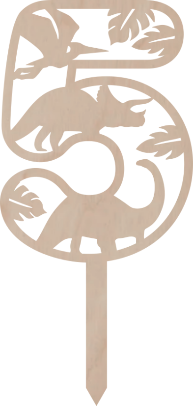 Topper na tort Cyfra z motywem dinozaura - Liczebnik: 7