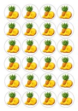 Jedlý tisk na cupcake – Šťavnatý ananas, sada 24 ks