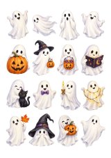Wydruk jadalny na tort Halloweenowe duszki 16 szt. A4