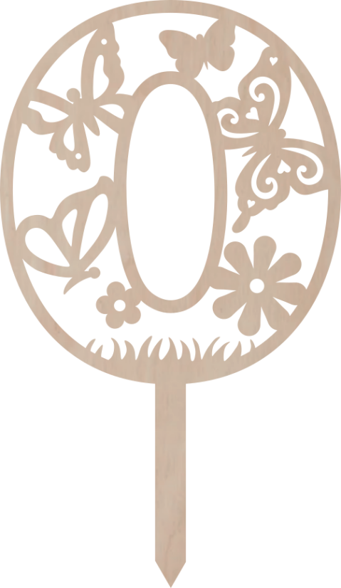 Dortový zápich Číslovka s motýlím vzorem