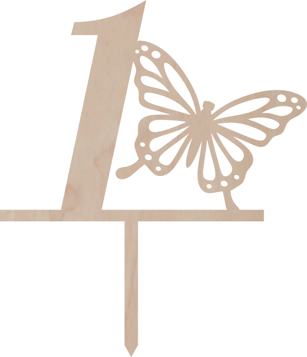 Topper na tort Cyfra z motylem