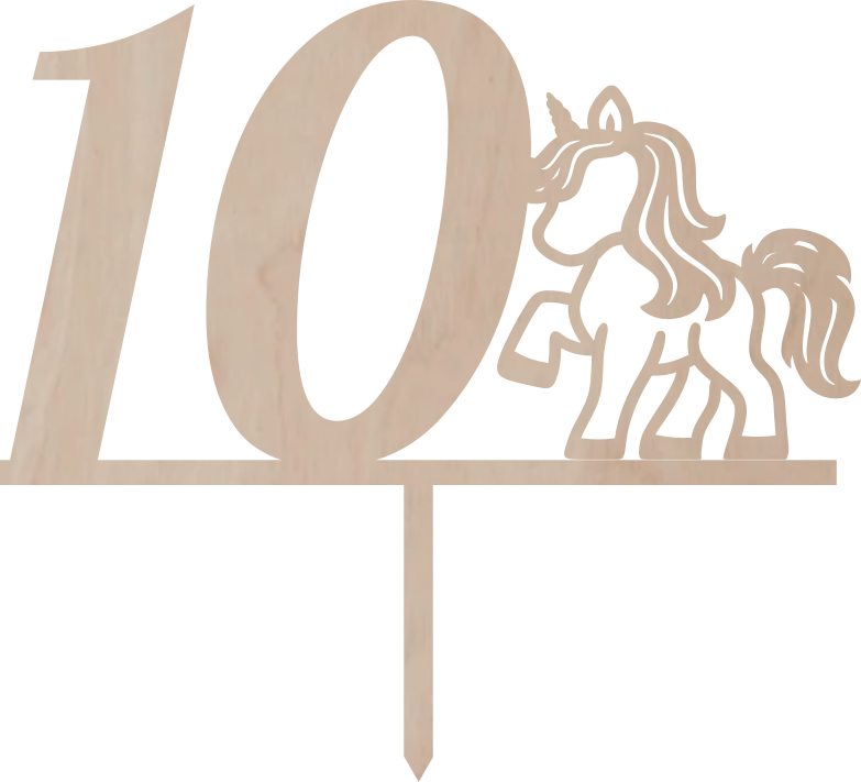 Dortový zápich Číslovka s poníkem - Číslovka: 10