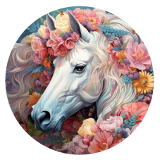 Wydruk jadalny – Magiczny biały koń w kwiatach