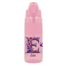 Bidon sportowy z tritanu dla dziewczynek z motywem kwiatowym i imieniem na zamówienie 850 ml