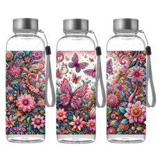 Butelka sportowa z Tritanu - Kwitnący ogród i motyle (500 ml)