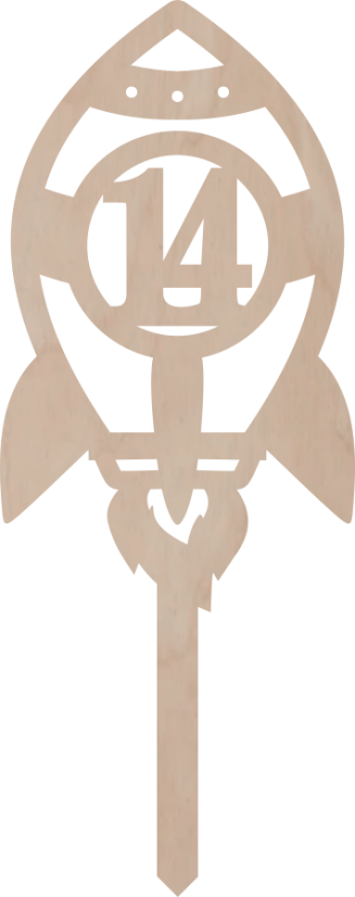 Drewniany topper – Rakieta z cyfrą - Liczebnik: 11