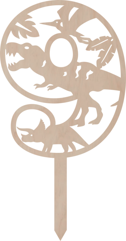 Tortový zápich Číslica s dinosaurom