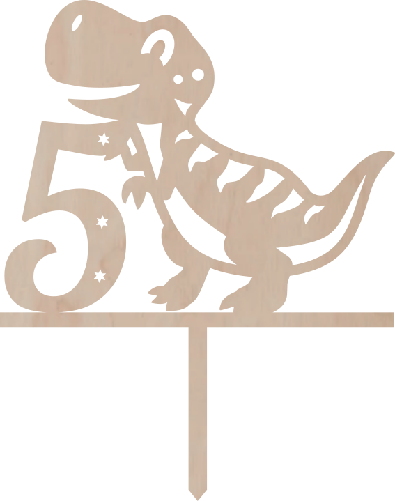 Dortový zápich Číslovka s Dinem - Číslovka: 5