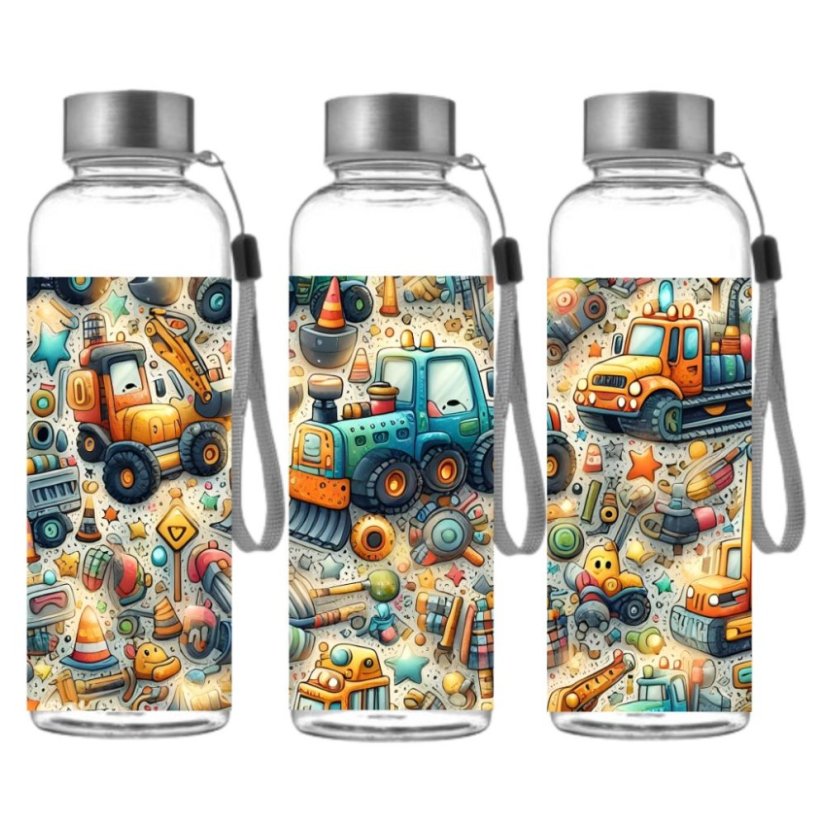 Butelka sportowa z Tritanu - Koparki i traktory (500 ml)