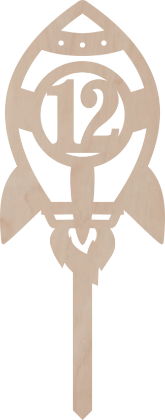 Drewniany topper – Rakieta z cyfrą - Liczebnik: 11