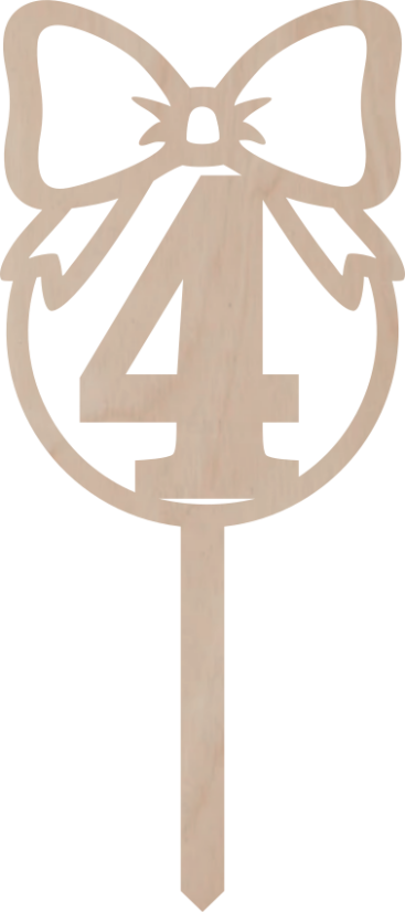 Drewniany topper – Cyfra w kole z kokardą - Liczebnik: 3