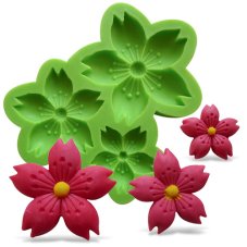 Forma silikonowa - trio tych samych kwiatów (95x78 mm)