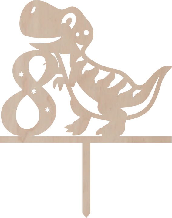 Dortový zápich Číslovka s Dinem - Číslovka: 5