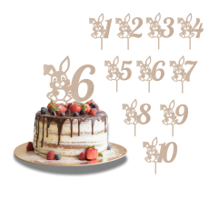 Topper na tort Cyfra z króliczkiem