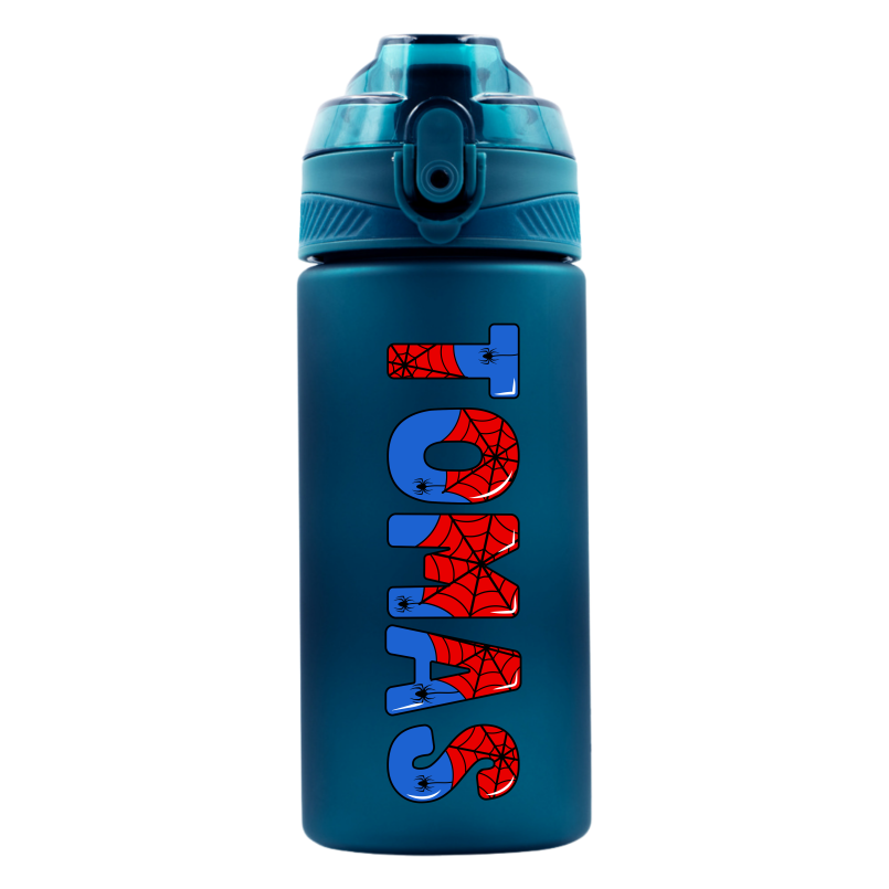 Bidon sportowy z imieniem – edycja Spider (500 ml) - Kolor: niebieski