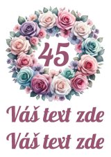 Wydruk jadalny - Kolorowy wieniec z róż z własnym tekstem i cyfrą