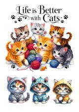 Papier jadalny - Kotki i napis Life is Better with Cats