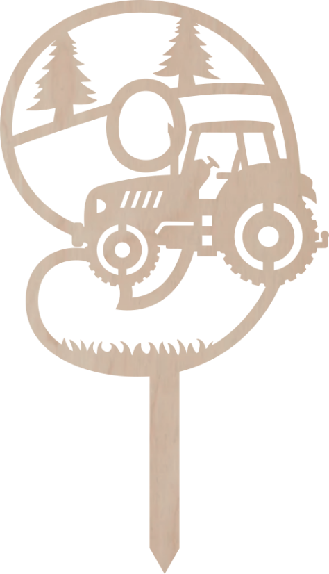 Dortový zápich Číslovka s traktorem